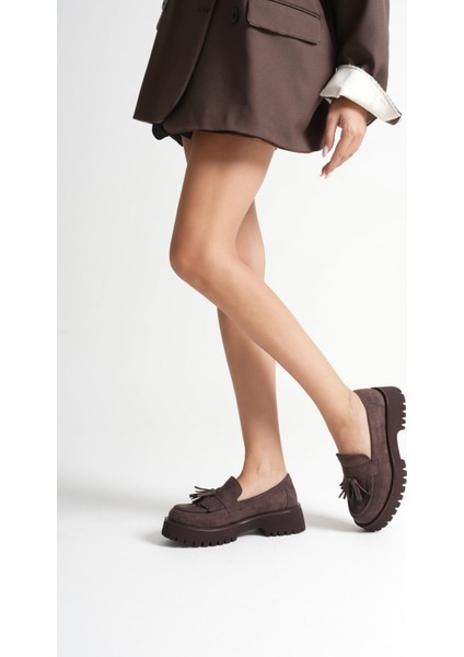 Melora Premium Kadın Günlük Acı Kahve Süet Loafer Ayakkabı fırsatları