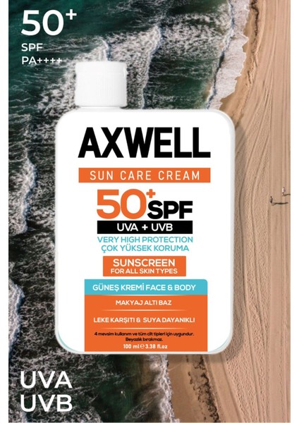 Güneş Kremi SPF 50+ 100 ml Tüm Cilt Tipleri İçin Yüksek UVA UVB Koruma Suya Dayanıklı indirimleri