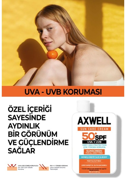 Güneş Kremi SPF 50+ 100 ml Tüm Cilt Tipleri İçin Yüksek UVA UVB Koruma Suya Dayanıklı
