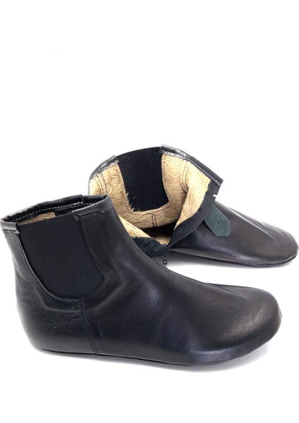 Hakiki Deri Kürklü Sıcak Astar Fermuar ve Lastikli Yumuşak Mest