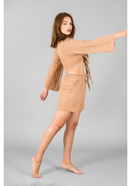 Müslin Kadın Bağlama Detaylı Crop fırsatları