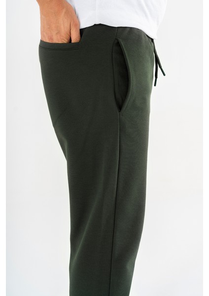 Erkek Haki Jogger Eşofman Altı Duble Paça Spor Rahat Pantolon