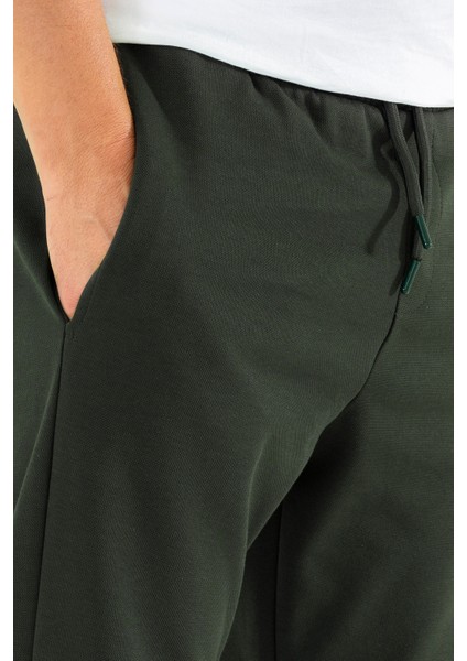 Erkek Haki Jogger Eşofman Altı Duble Paça Spor Rahat Pantolon