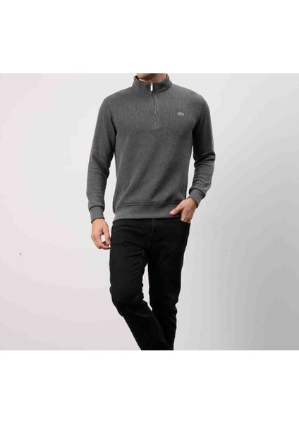 Fermuar Yaka Slim Fit Antrasit Uzun Kol fırsatları
