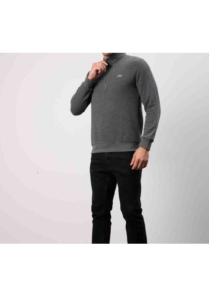 Fermuar Yaka Slim Fit Antrasit Uzun Kol indirimleri