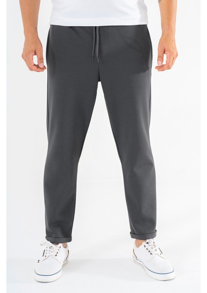 Erkek Füme Jogger Eşofman Altı Duble Paça Spor Rahat Pantolon