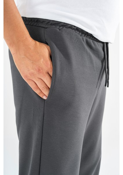 Erkek Füme Jogger Eşofman Altı Duble Paça Spor Rahat Pantolon