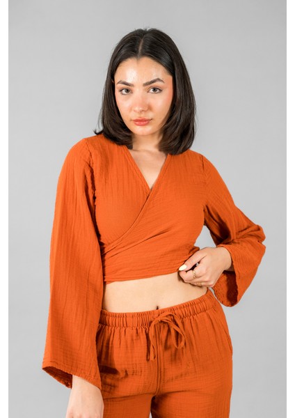 Müslin Kadın Bağlama Detaylı Crop fiyatları