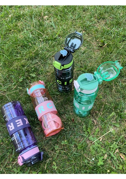 Motivasyon Matarası Şeffaf 800ML Suluk Su Şişesi Spor Matarası Bpa Içermaz (Askılı)
