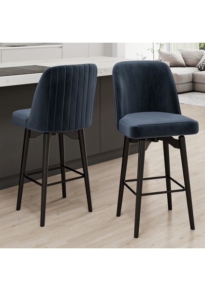 Evax Serisi 1 Adet Antrasit Bar Sandalyesi 360°C Döner Bar Sandalyesi Babyface Kumaş Siyah Metal Ayaklı fiyatları