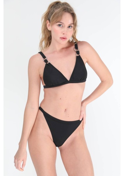 Narince Kadın Bikini Altı Siyah Halka Detaylı Plaj Giyim modelleri