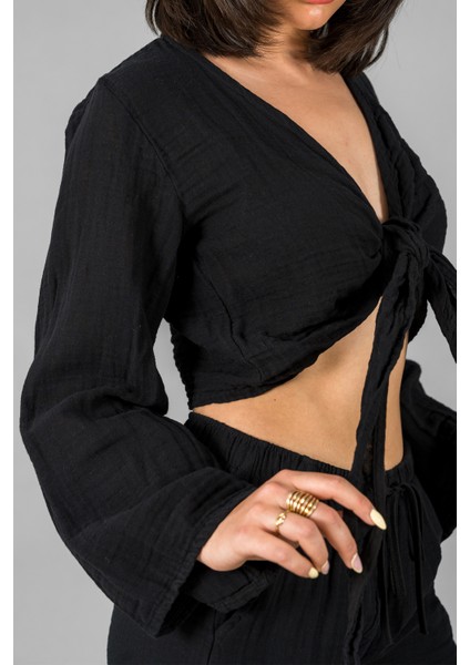 Müslin Kadın Bağlama Detaylı Crop modelleri