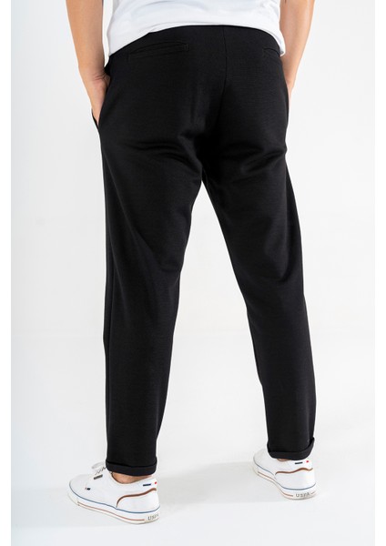 Erkek Siyah Jogger Eşofman Altı Duble Paça Spor Rahat Pantolon indirimleri