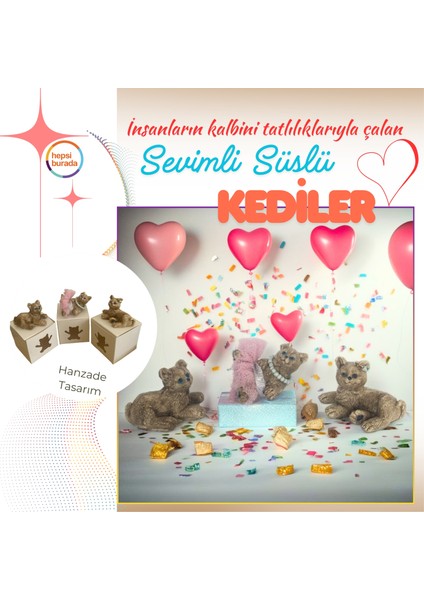 Sevimli Süslü Şirin Kedi Bibloları
