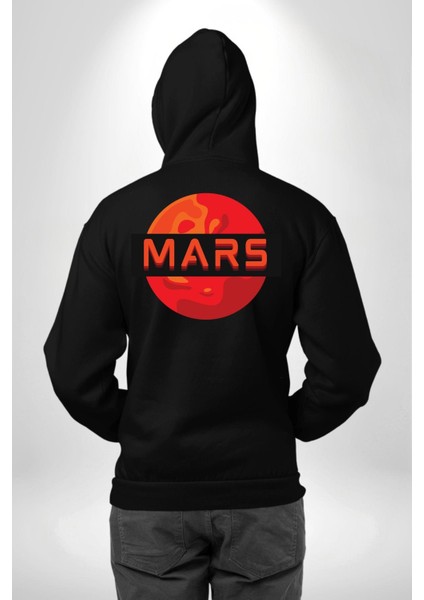 Mars Gezegen Erkek Kadın Siyah Ön Sırt Baskılı Kapüşonlu Sweatshirt Hoodie modelleri
