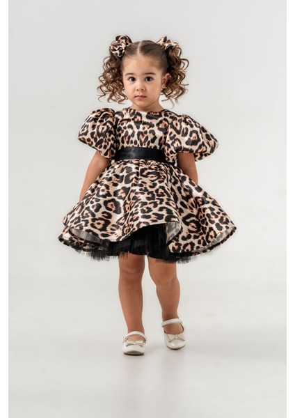 Kız Çocuk Leopar Desenli Tarz Elbise modelleri