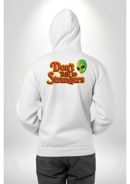 Uzaylı Yabancılarla Konuşma Erkek Kadın Beyaz Ön Sırt Baskılı Kapüşonlu Sweatshirt Hoodie fiyatları