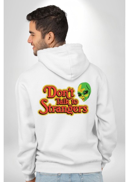 Uzaylı Yabancılarla Konuşma Erkek Kadın Beyaz Ön Sırt Baskılı Kapüşonlu Sweatshirt Hoodie modelleri
