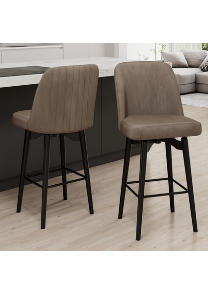 Evax Serisi 1 Adet Cappucino Bar Sandalyesi 360°C Döner Bar Sandalyesi Babyface Kumaş Siyah Metal Ayaklı fiyatları