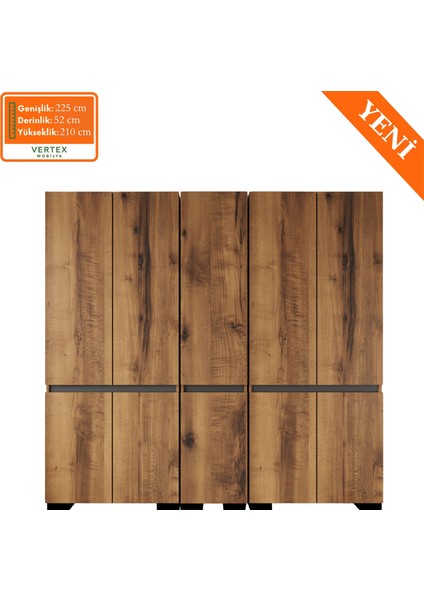 Floransa 10 Kapılı FLR10-A3AR Ceviz- Antrasit Gardırop -Çok Amaçlı Dolap -Yüklük