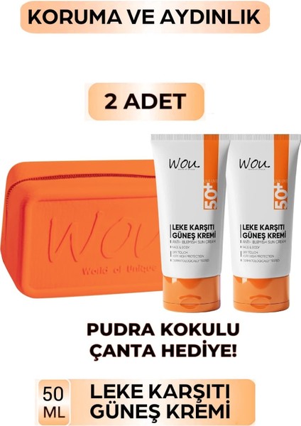 Wou. 2 'li Leke Karşıtı Güneş Kremi , Çanta Hediyeli