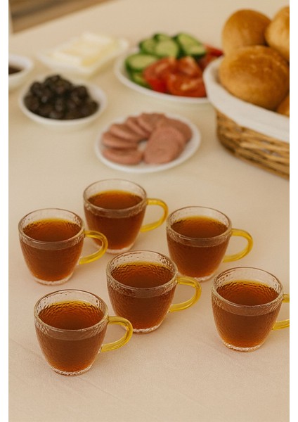 Cam 6'lı Kabartma Desenli 110 ml Kupa 6 cm