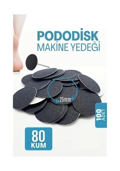 25 mm Pododisk - Nasır Sökücü Pedikür Makinesi Yedek Pedler 100 Adet