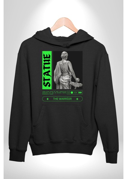 Sokak Sitili Heykel Kadın Savaşcı Erkek Kadın Siyah Dijital Baskılı Kapüşonlu Sweatshirt Hoodie indirimleri
