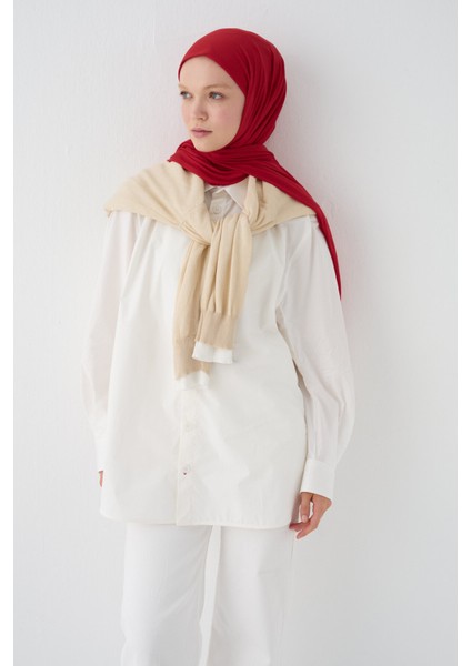 Camellia Scarfs Bambu Penye Şal - Kırmızı