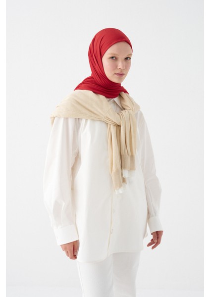 Camellia Scarfs Bambu Penye Şal - Kırmızı modelleri