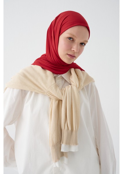 Camellia Scarfs Bambu Penye Şal - Kırmızı fırsatları