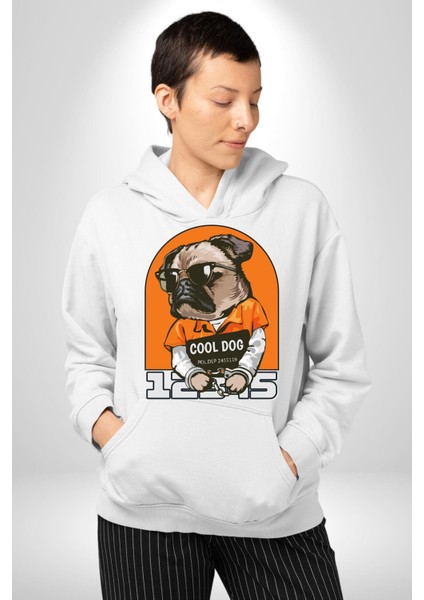 Cool Köpek Hapishane Güneş Gözlük Erkek Kadın Beyaz Dijital Baskılı Kapüşonlu Sweatshirt Hoodie indirimleri