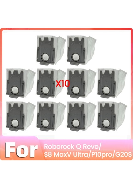 Roborock Q Revo/s8 Maxv ULTRA/P10PRO/G20S Robot Süpürge Aksesuarları Için Toz Torbası Yedeği 10 Adet (Yurt Dışından)