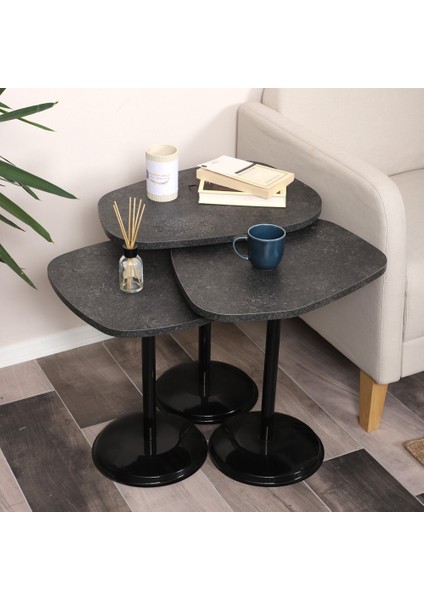 Silvavera Zigon Sehpa Mdf Tabla Alt Mekanizma Demir Siyah Renk