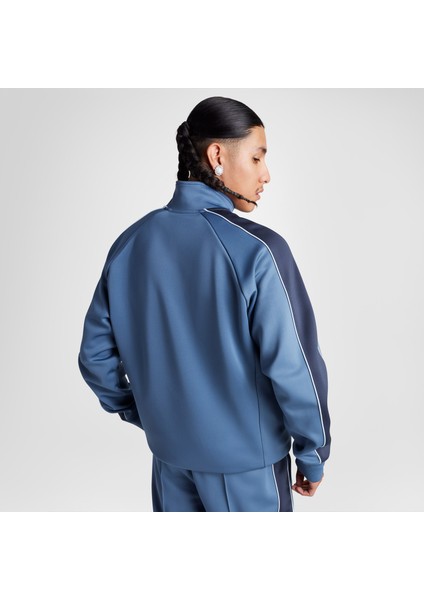 10027327.480 Retro Track Jacket Mavi Regular Fit Düz Erkek Zip Ceket modelleri