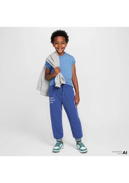 Lastikli Paça Mavi Erkek Eşofman Altı 9CG042-BLD-CNVB Retro Varsıty Ft