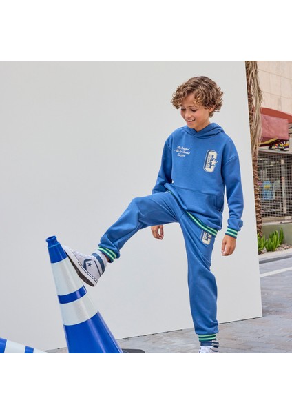 Lastikli Paça Mavi Erkek Eşofman Altı 9CG042-BLD-CNVB Retro Varsıty Ft