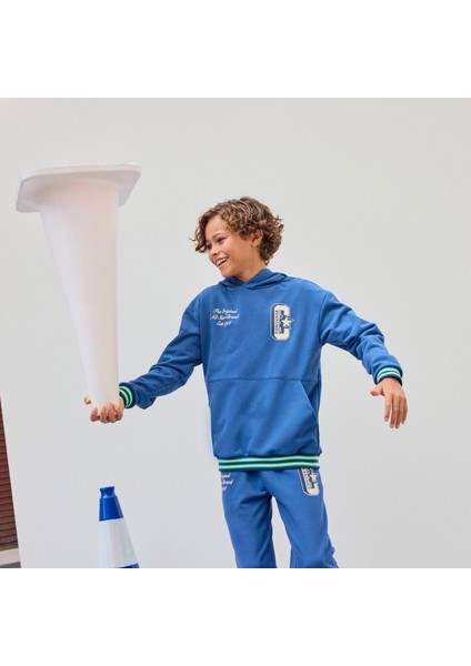 Lastikli Paça Mavi Erkek Eşofman Altı 9CG042-BLD-CNVB Retro Varsıty Ft