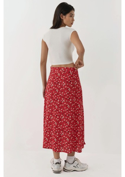 Kadın Çiçek Desenli Yüksek Bel Midi Etek Multicolor fiyatları