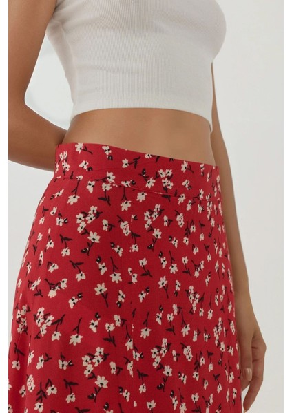 Kadın Çiçek Desenli Yüksek Bel Midi Etek Multicolor modelleri