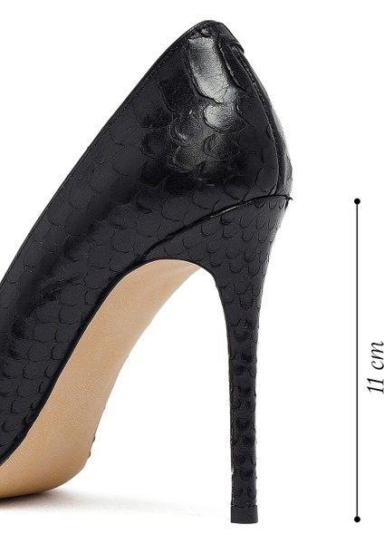 Kadın Siyah Desenli Yüksek Ince Topuklu Deri Stiletto 25AFD121040 fiyatları