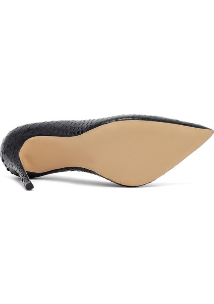 Kadın Siyah Desenli Yüksek Ince Topuklu Deri Stiletto 25AFD121040 indirimleri