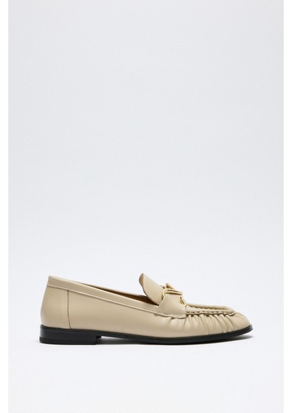 Loafer 2511 - Sarmal Toka Detaylı Bej Kadın Loafer fiyatları