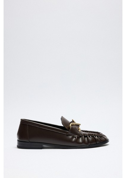 Loafer 2511 - Sarmal Toka Detaylı Acı Kahve Kadın Loafer