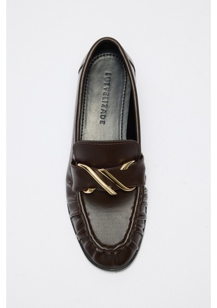 Loafer 2511 - Sarmal Toka Detaylı Acı Kahve Kadın Loafer