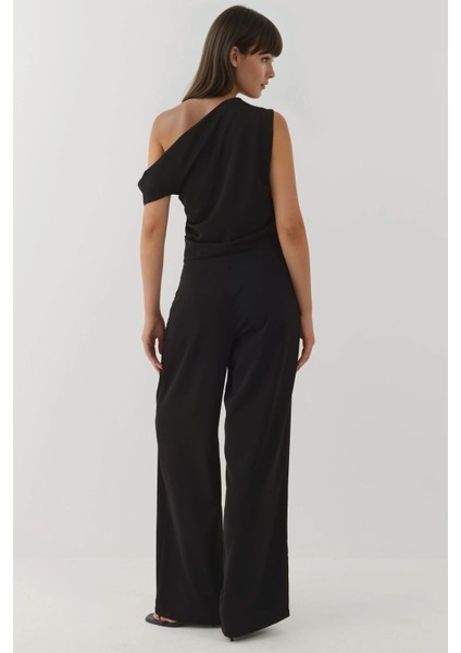 Kadın Asimetrik Yaka Tulum Black indirimleri