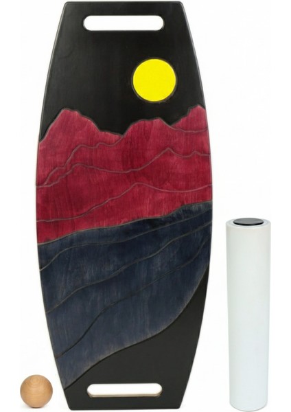 Denge Tahtası Renkli Balance Roller Board Çift Fonksiyonlu Sörf Eğitim Tahtası Kaykay Eğitim Tahtası 73 x 31 cm