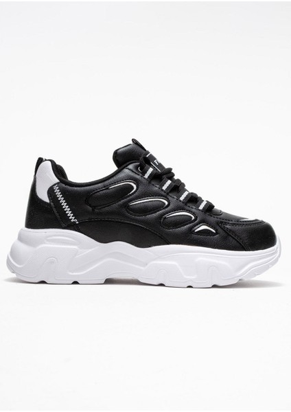 Yan Halka Desenli Kadın Spor Ayakkabı Siyah Beyaz fiyatları