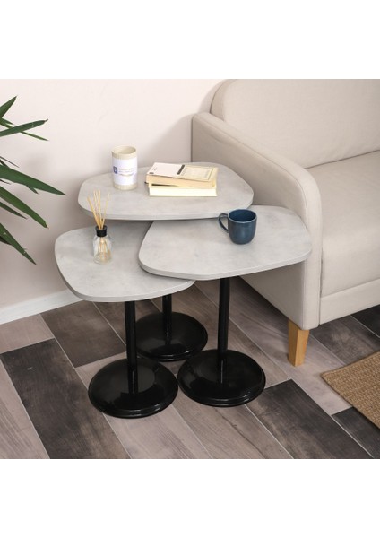 Silvavera Zigon Sehpa Mdf Tabla Alt Mekanizma Demir Siyah Renk