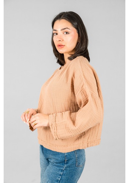 Müslin Kadın Cep Detaylı Uzun Kol Bluz fiyatları